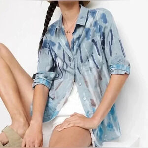 Anthropologie Pilcro Tie Dye Long Sleeve Button Down Blouse Size XS